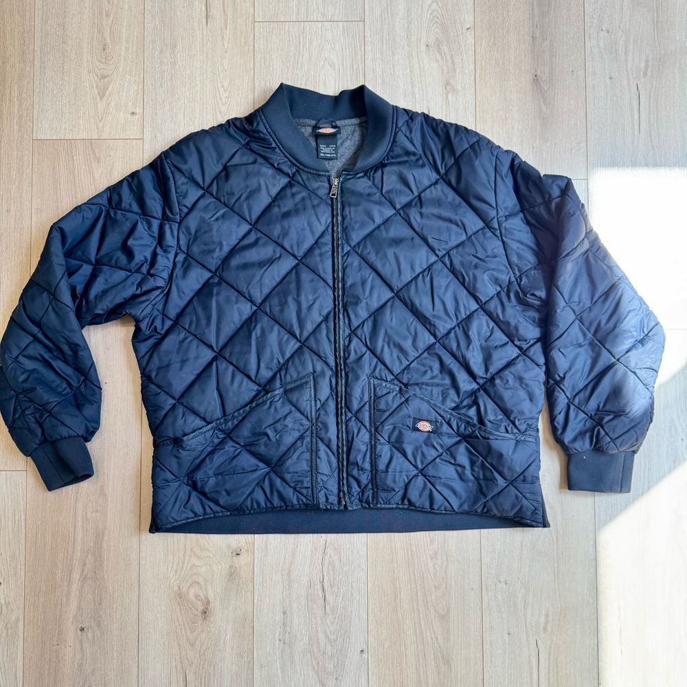 Dickies Men’s Diamond Quilted Comfort Zip Nylon Jacket Navy 2XL Workwear